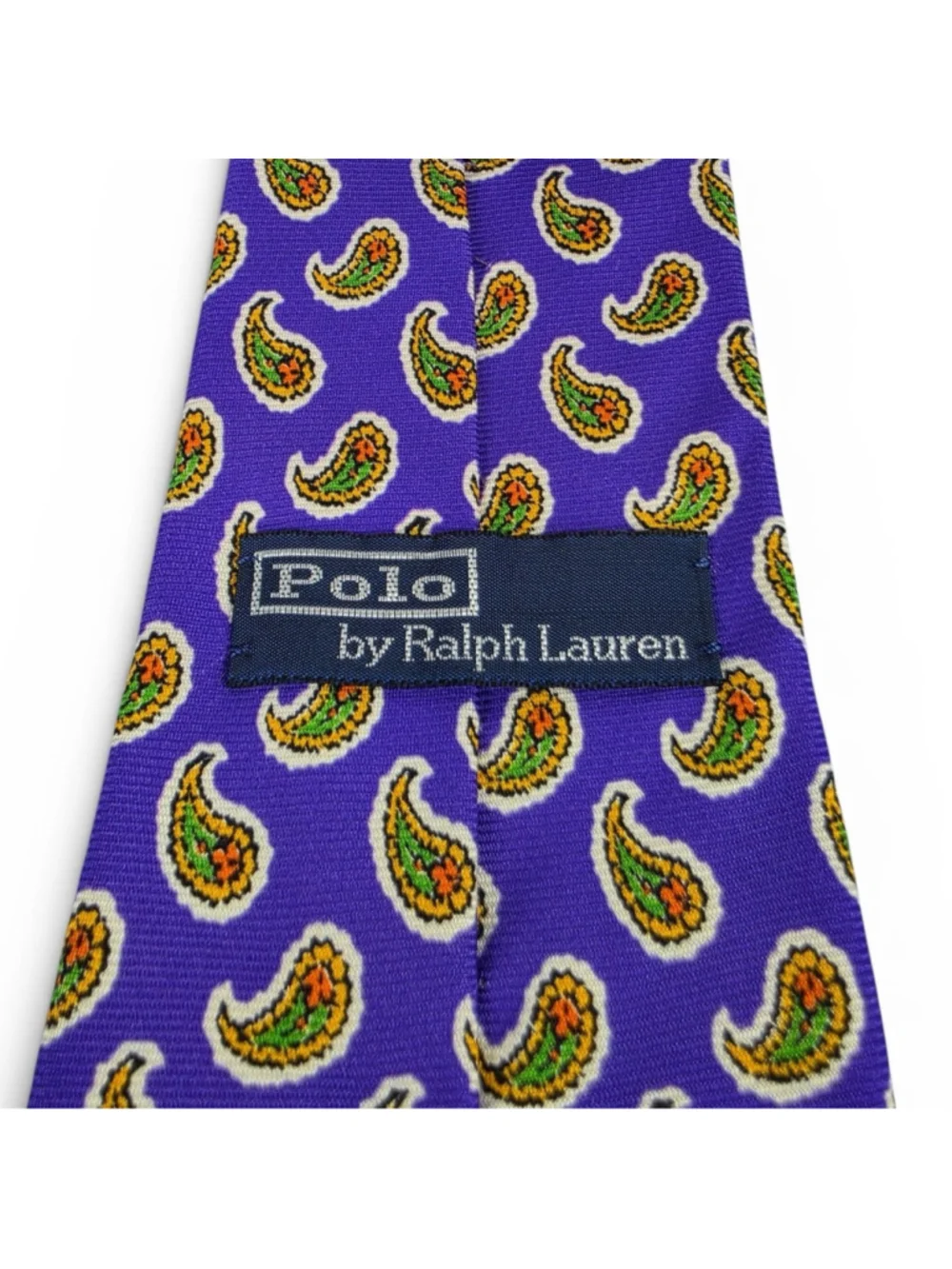Vintage Polo Ralph Lauren Purple Paisley Necktie Silk Hand Made In Italy